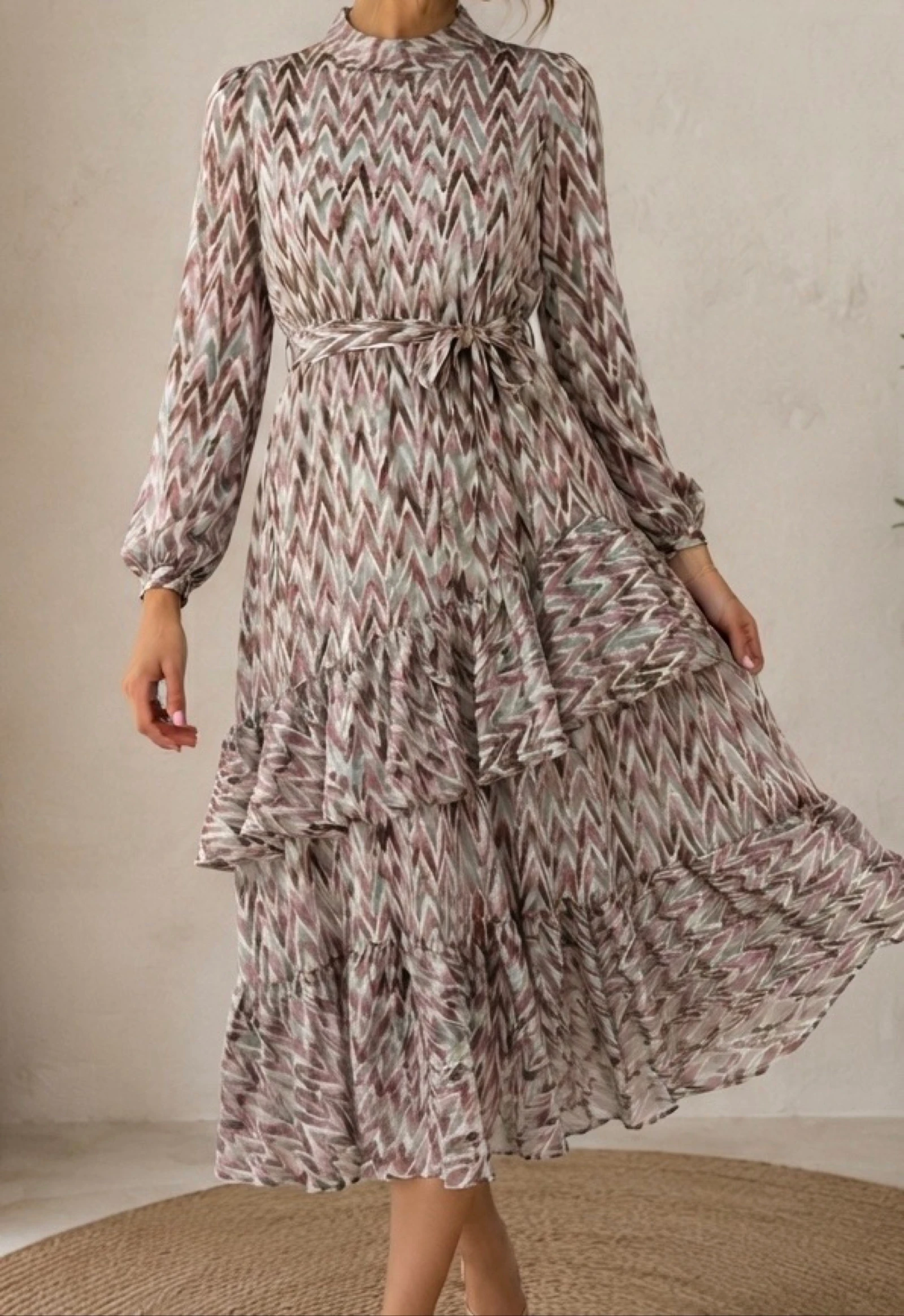 Pigalle lange jurk met abstracte print L